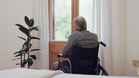 Elderly-man,-retirement-and-looking-out-window