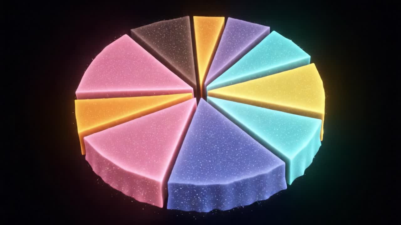Dynamic Visualization of Colorful Segments: A Stunning Representation of a Divided Pie Chart with Vivid Colors and Textures