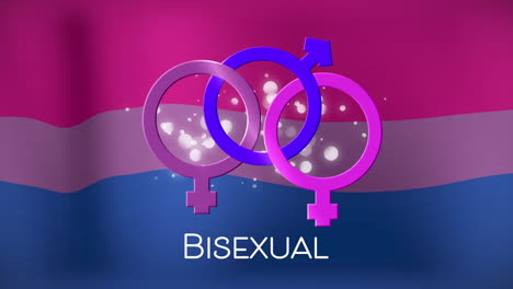 animación del símbolo bisexual sobre la bandera a rayas