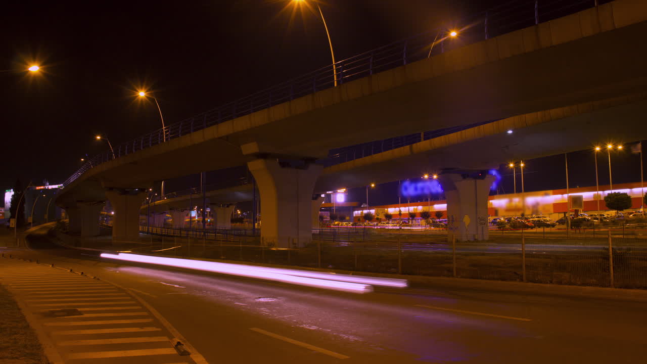 City traffic time lapse at night
