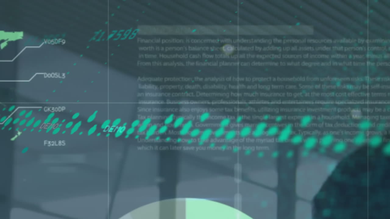 Animation of data processing over diverse business people in office