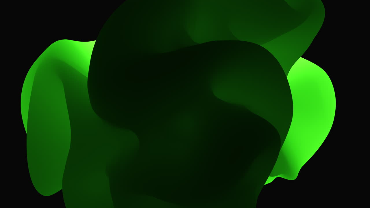 Futuristic green geometric form on black gradient