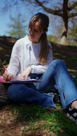 woman studying outdoors