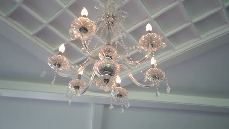 beautiful elegant chandelier at a wedding slow motion stock video footage