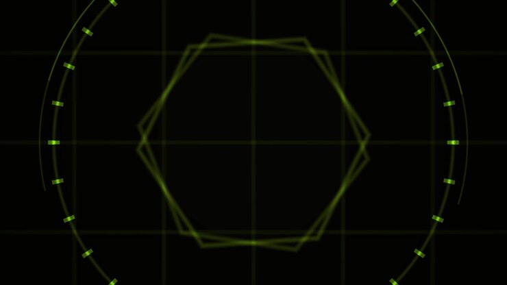 Digital Green Hexagon HUD Interface Scanning Animation
