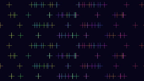 Rainbow-crosses-pattern-in-rows-with-neon-color-on-dark-space