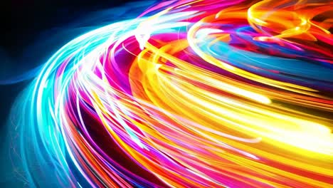 a colorful light painting of a circle of light trails