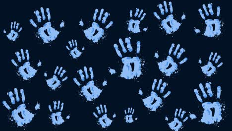 Animation-of-multiple-blue-hands-on-black-background