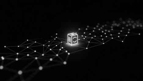 a glimpse into digital connectivity: visualizing data transfer with a glowing server icon amidst a network of nodes and lines