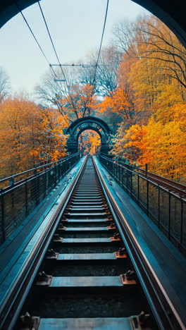 stunning view of colorful stained glass tunnel and railway tracks