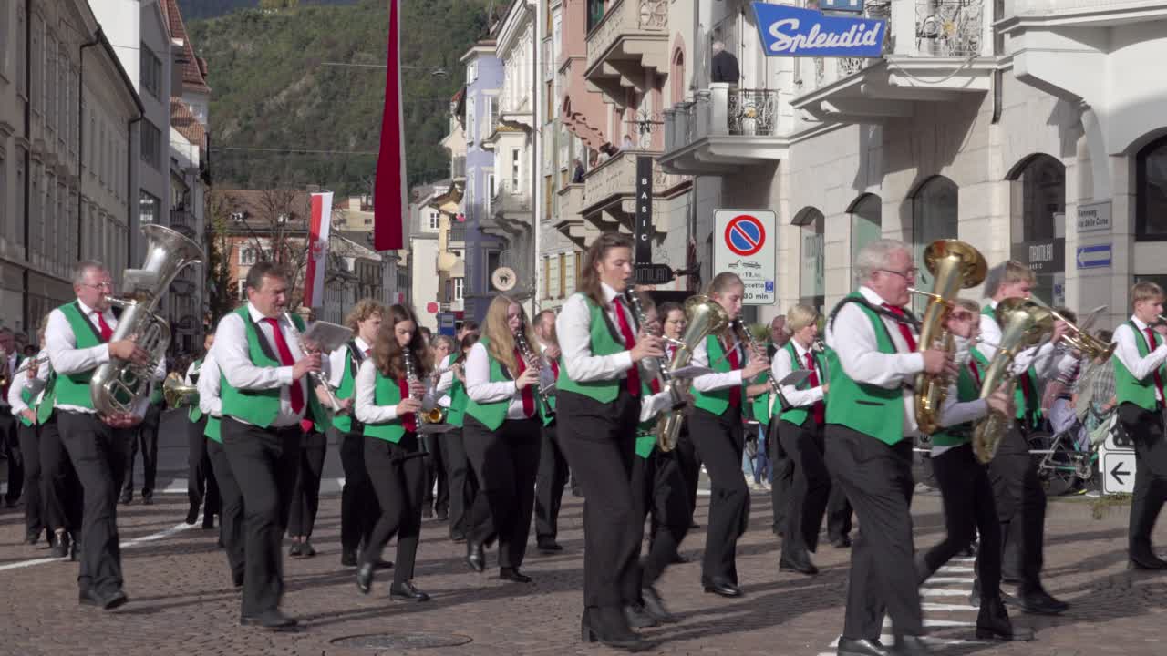 Brass band Dewangen at the annual Grape Festival, Meran - Merano, South Tyrol, Italy (part 2 of 3)