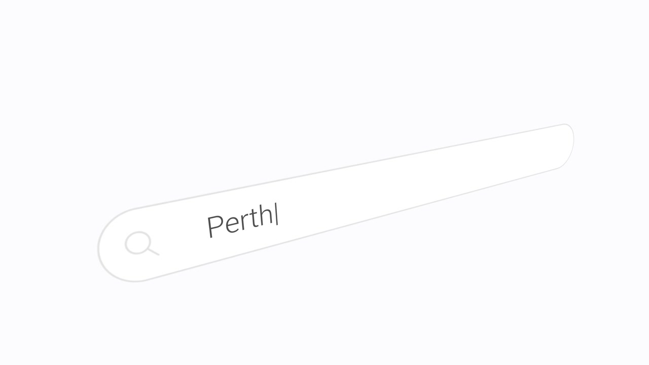 Skriver inn Perth i en søkemotor – Nærbilde