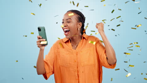 Smartphone,-excited-with-black-woman