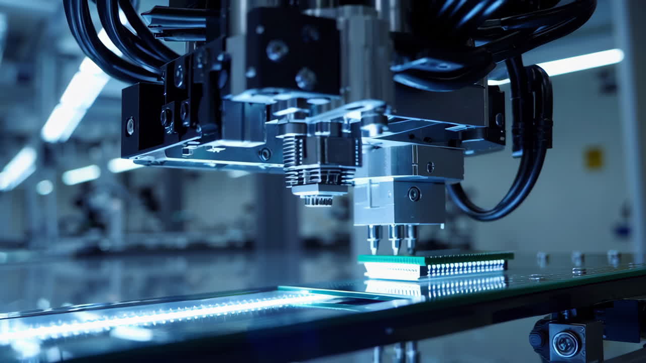 Automated Electronics Assembly Process in a Modern Factory