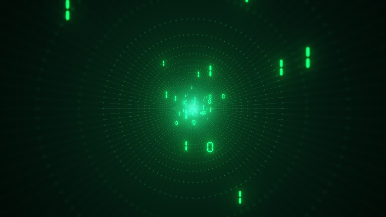 Information flow futuristic matrix transfer digital code numbers big data tunnel 3d rendering
