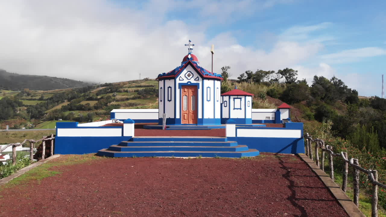 Vibrant Catholic church at Sao Miguel Azores island Portugal