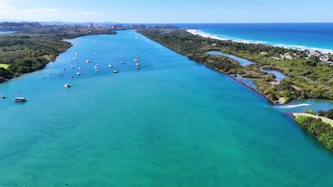 aerial view of boats on tweed river