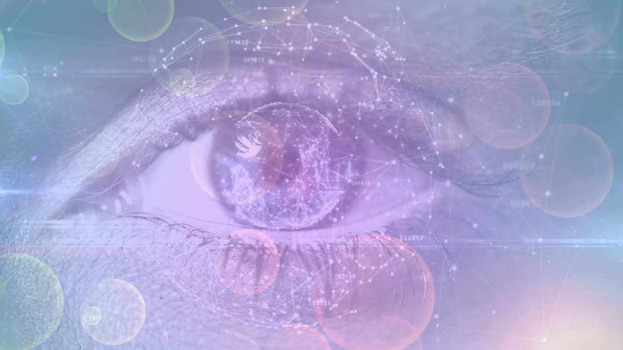 여성의 눈이 열리고 초점을 맞추고