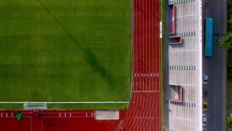 Cinematic-drone-shot-of-running-track-in-the-city-of-Playa-Del-Carmen-Mexico