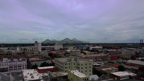 aerial video of the mississippi river bridge in new orleans louisiana