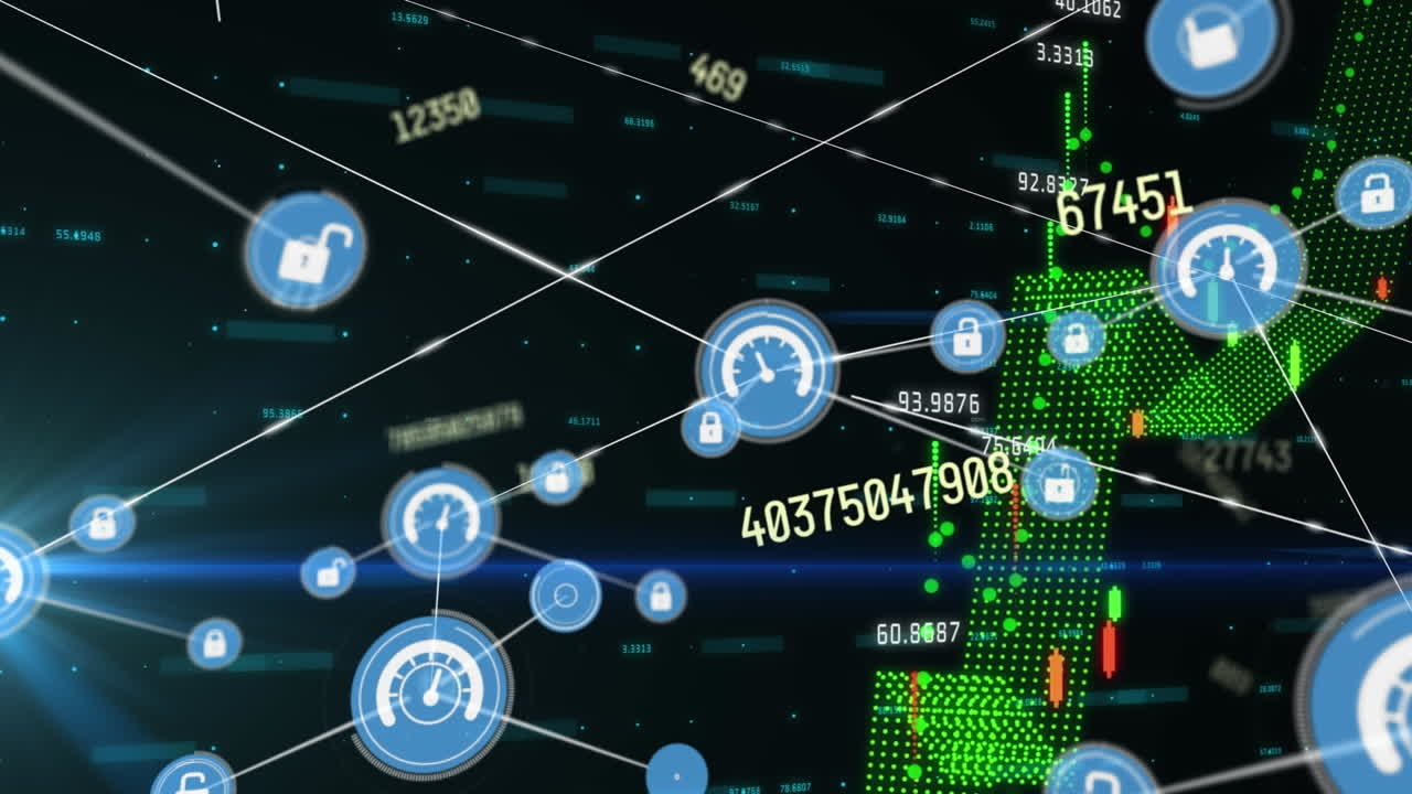 연결된 아이콘의 애니메이션, 검은 바탕에 숫자와 그래프를 변경