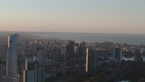 aerial view of buenos aires cityscape at sunset