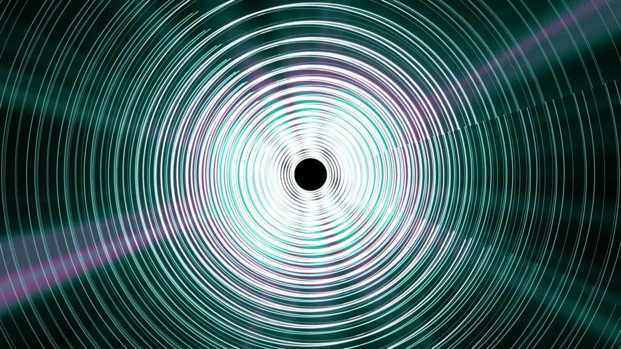 círculo de engranajes de rotación de brillo y brillo avanzando hacia el concepto de túnel