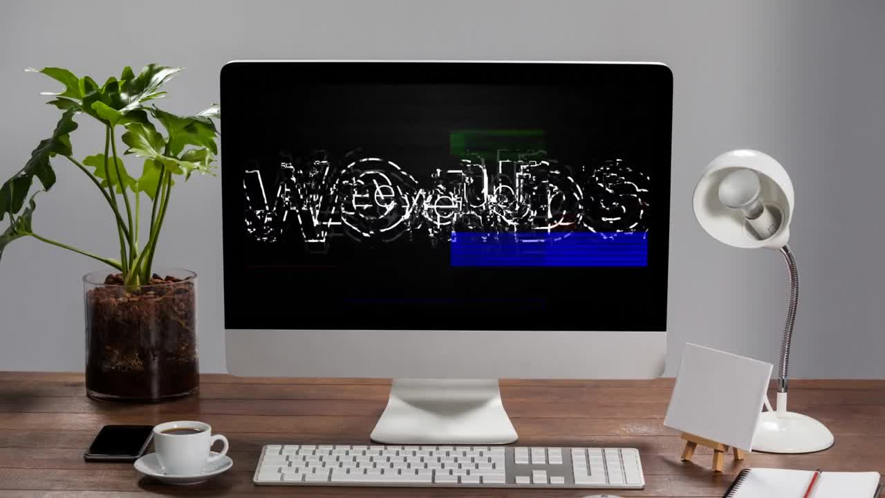 animación de nivel de texto y interferencia en la computadora.