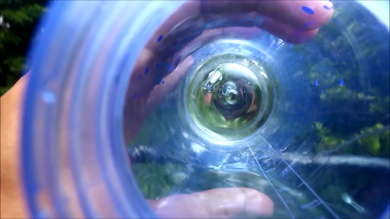 First person view video shot of a person drinking water from a water bottle