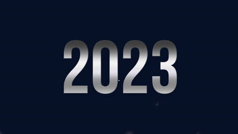 2023 números con confeti de plata voladora y brillos en el cielo azul