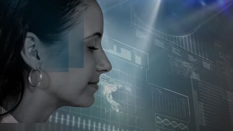 animation of data processing over woman face