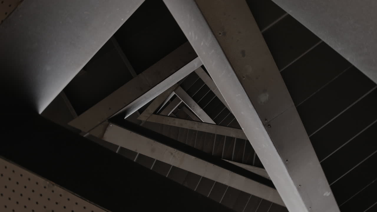 Abstract, geometric steel stairway