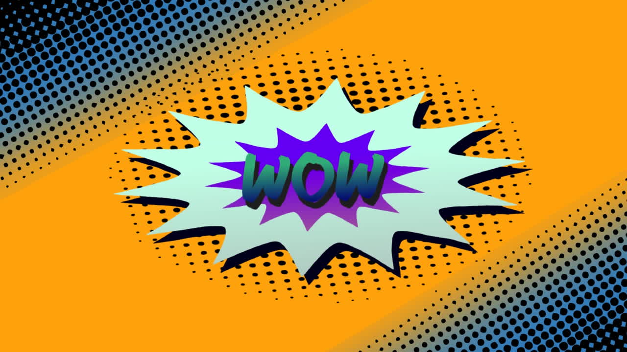 wow texto en burbuja de habla contra fondo naranja