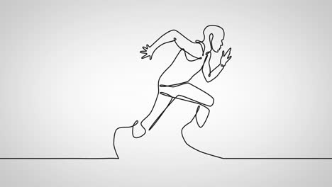 Animation of drawing of sportsman running on white background