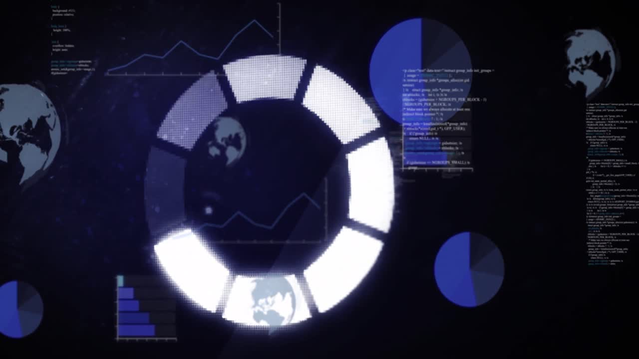 Animation of data loading ring on black background