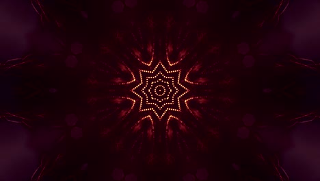 animación de bucle 3d como fondo de ciencia ficción de partículas brillantes con profundidad de campo y bokeh para bucle vj. las partículas forman línea y cuadrícula de superficie. v20 oro rojo