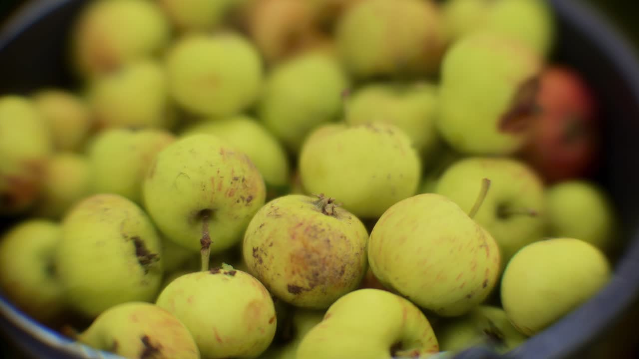 disparo en primer plano de manzanas frescas listas para ser vendidas en el mercado