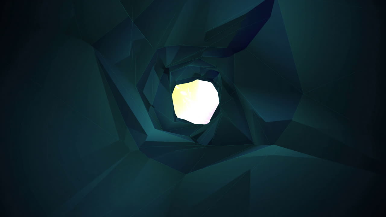 animación de un túnel oscuro con luces de colores móviles al final