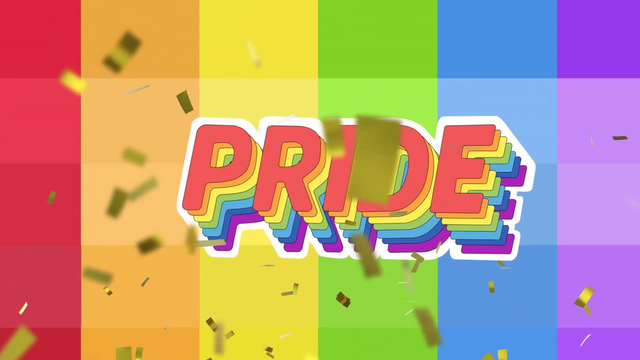 animación del texto del orgullo sobre el arco iris