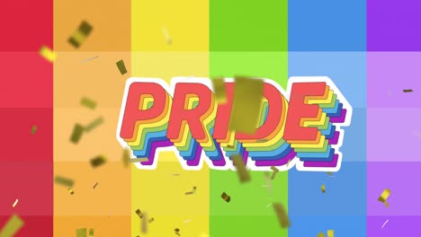 animation of pride text over rainbow