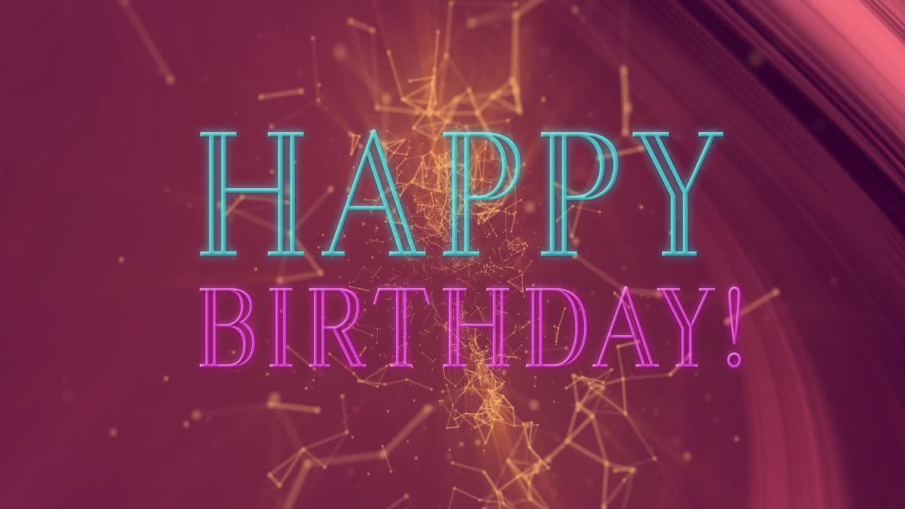 animación del texto de feliz cumpleaños sobre las formas
