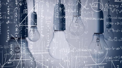 Animation of light bulbs and scientific formule data processing