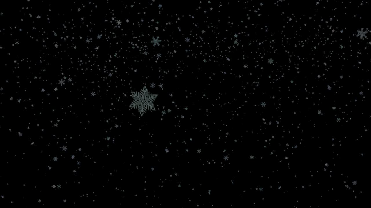 4k Flying Snowflakes. Black background