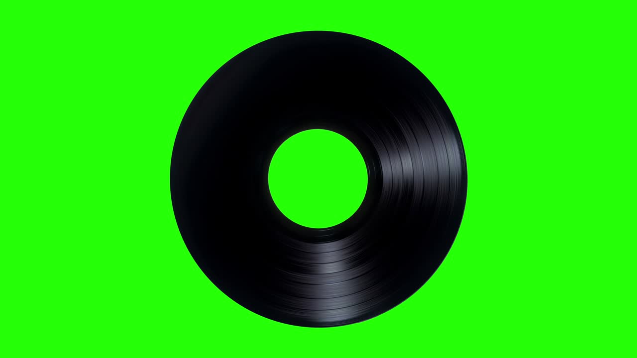 Vinyl Record is rotating on a Green Screen. 4K