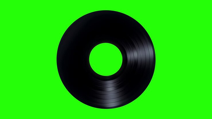 Vinyl Record is rotating on a Green Screen. 4K
