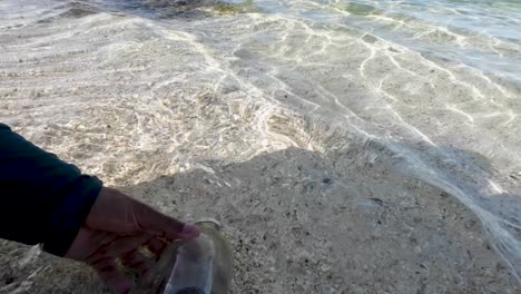 release of live moray snake spotted inside the bottle, beach los roques archipelago