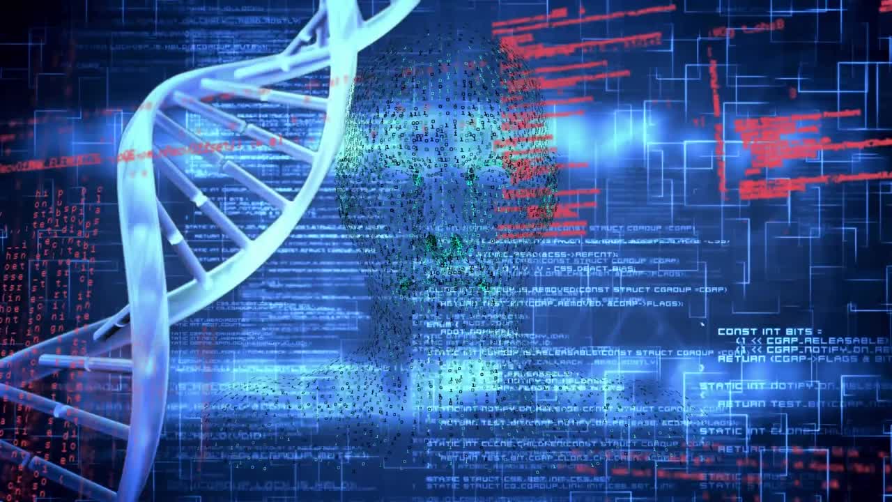 Animation of dna strand over data processing