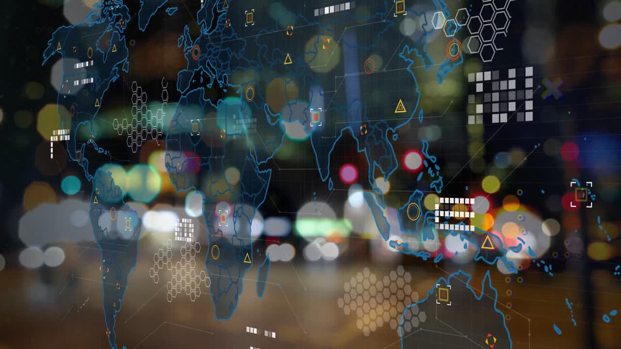 세계 지도를 통해 데이터 처리의 애니메이션