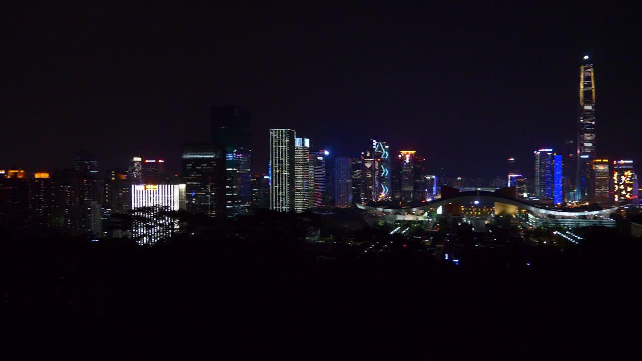 밤 시간 젠 시 다운타운 파크 뷰 포인트 파노라마 4k 중국