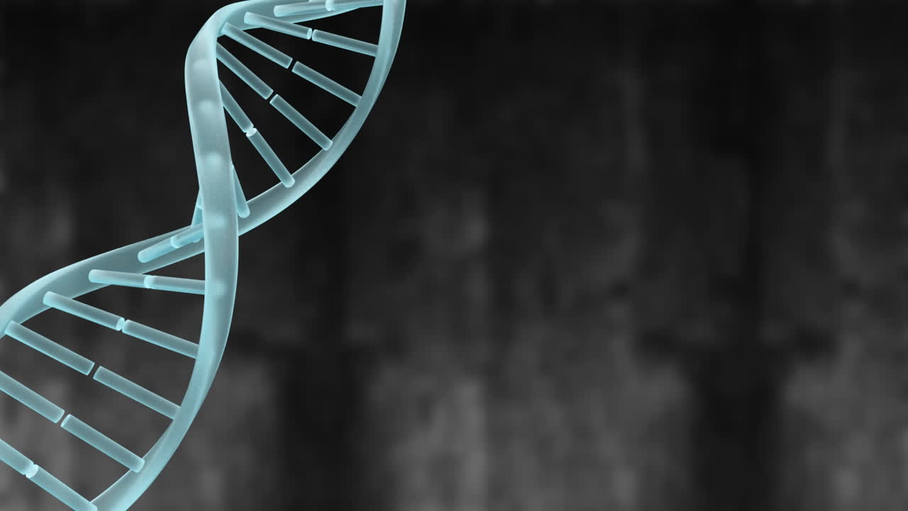 animación de una cadena de adn moviéndose sobre un fondo negro